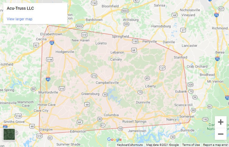 Google Maps Photo showing the service area near Cambellsville KY.